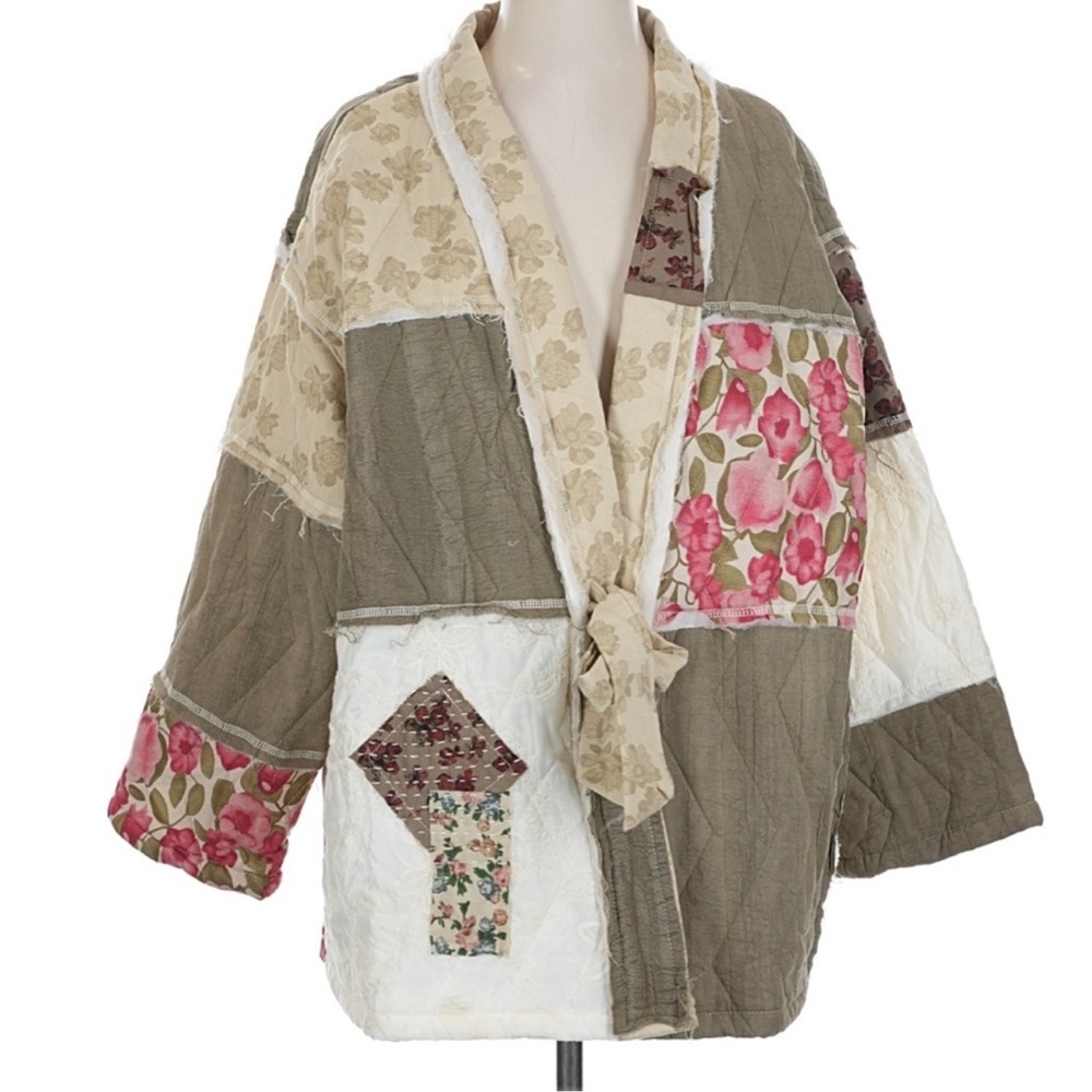 Pol Boho Floral Patchwork Jacket Sz Small Oversiz… - image 2